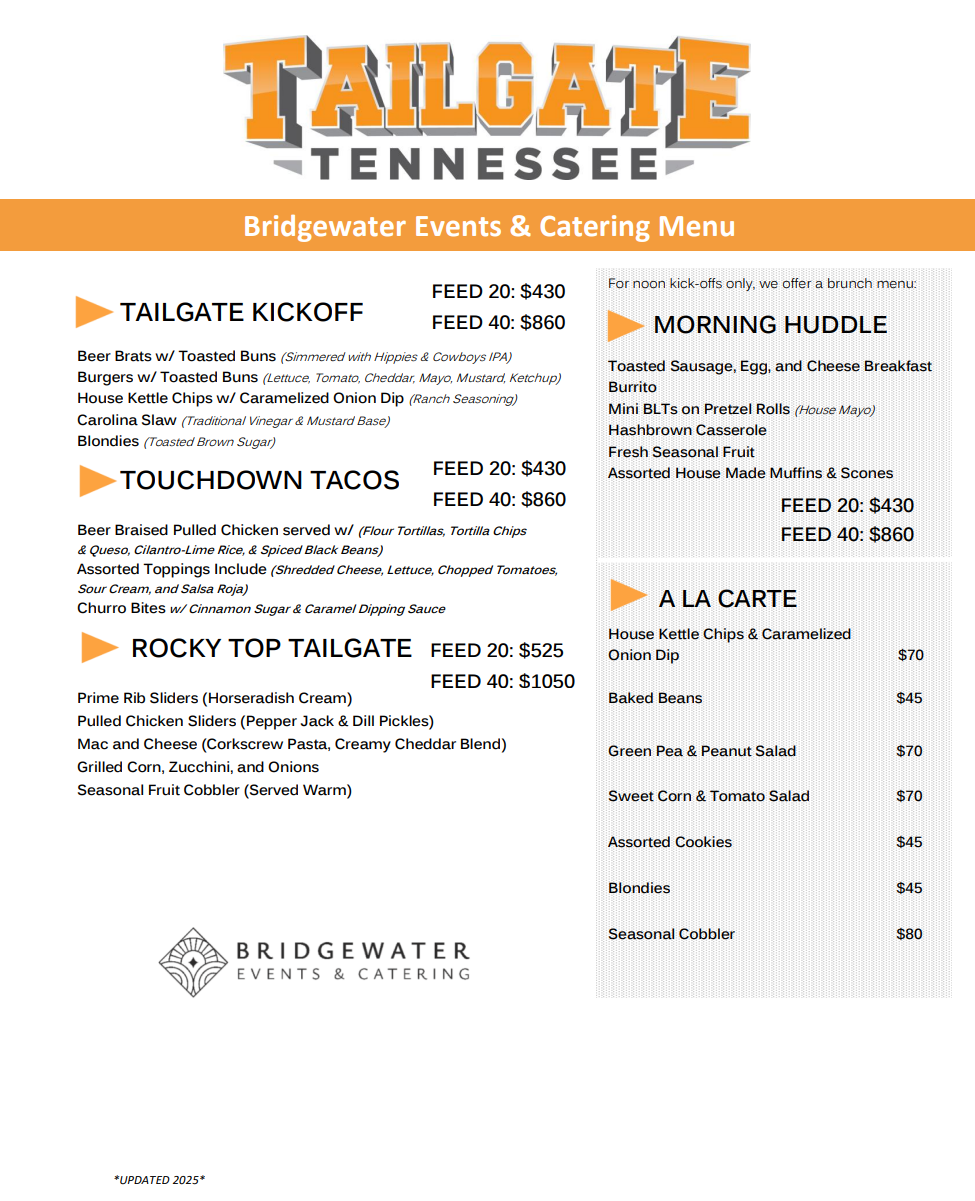 Bridgewater a La Carte items