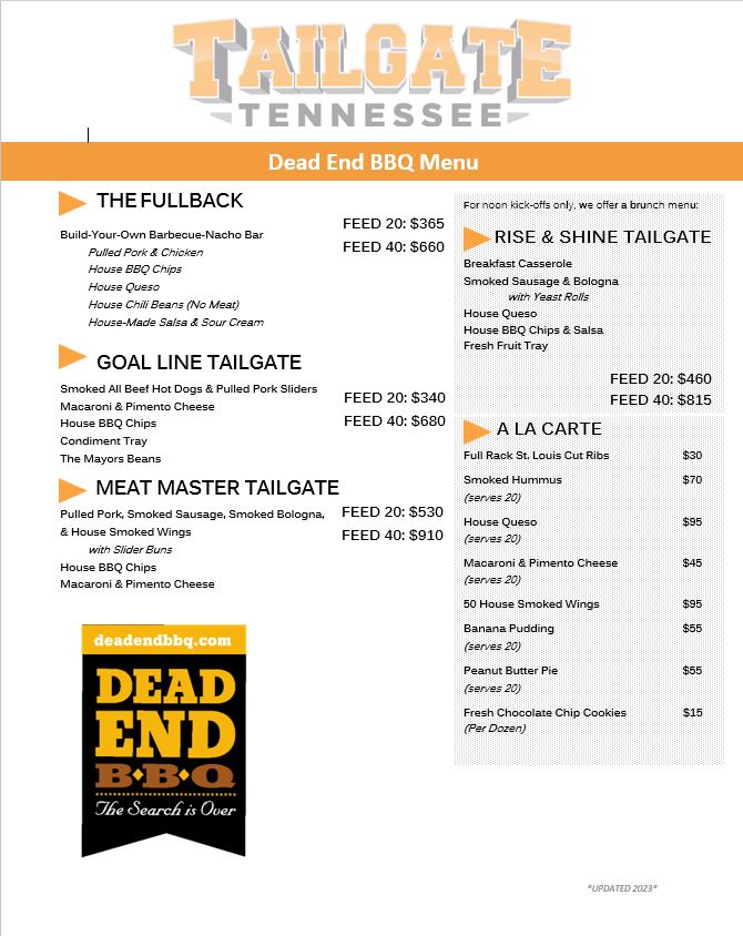 Dead End BBQ Full Tailgate Meals